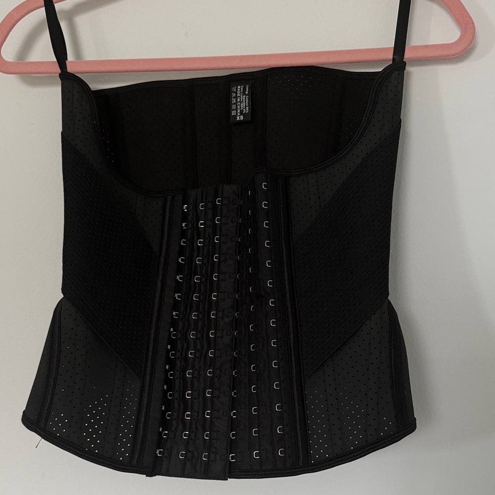 Black Hook-Front Waist Trainer Corset